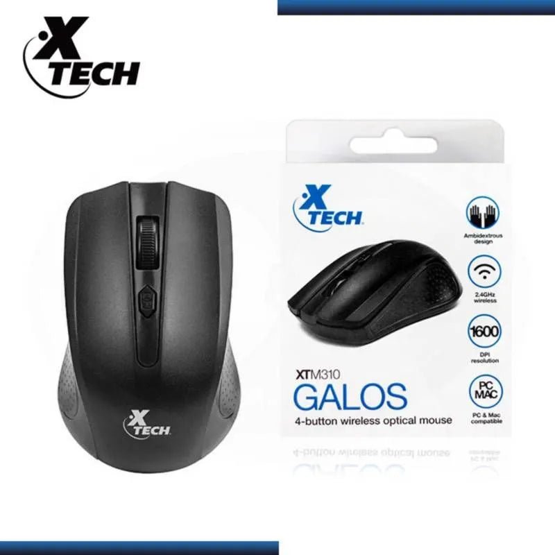 Xtech Galos - Mouse Óptico Inalámbrico De 4 Botones Negro (Xtm-310Bk) - SMART BUSINESS