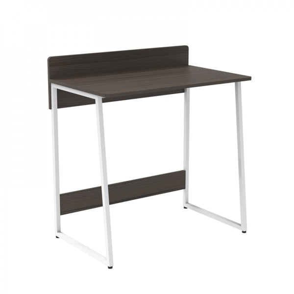ESCRITORIO XTF-CD203 – 80X49,5 CM, COMPACTO, TABLERO NOGAL CLARO, MARCO DE METAL BLANCO, IDEAL PARA OFICINA EN CASA