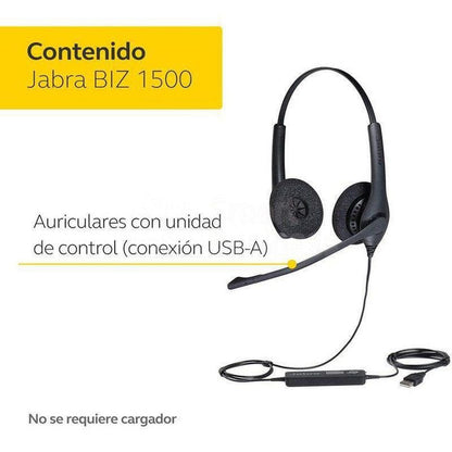 Jabra Audífonos Biz 1500 Duo Usb, Alámbrico, Usb, Negro - SMART BUSINESS