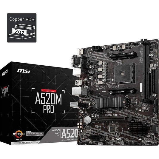 Placa Madre Msi A520M-A Pro, Am4, Ddr4 Hasta 64Gb Buss 4600 Mhz, G4000 5000 - SMART BUSINESS
