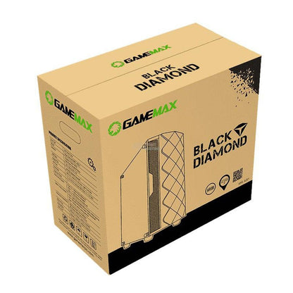 AGGMDC-CASE GAMER GAMEMAX BLACK DIAMOND SIN FUENTE- NEGRO 1 PANEL VIDRIO LED - RGB-GAMEMAX-SMART BUSINESS STORE