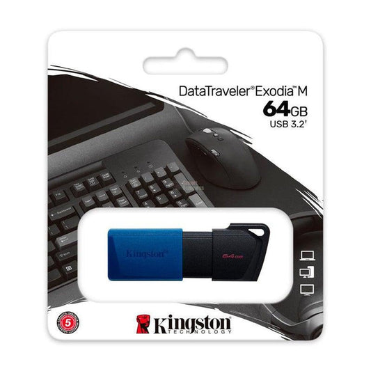 DTXM/64GB-MEMORIA FLASH USB KINGSTON DATATRAVELER EXODIA M, 64GB, USB 3.2 GEN 1, AZUL-KINGSTON-SMART BUSINESS STORE
