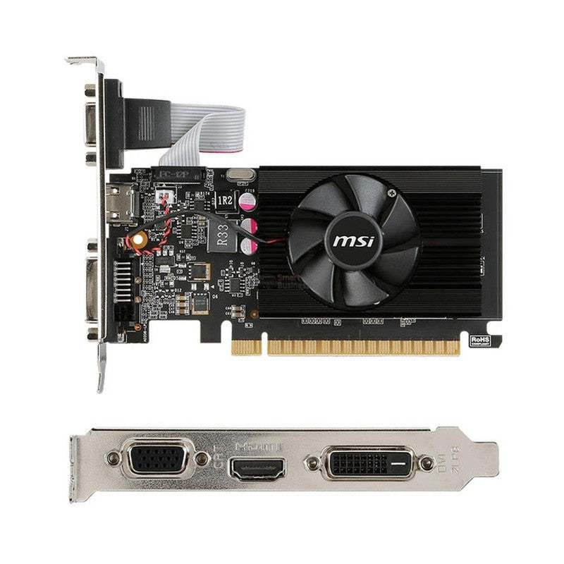 TARJETA DE VIDEO MSI NVIDIA GEFORCE GT 710, 2GB DDR3 64-BIT, PCI-E 2.0, LOW-PROFILE. GT 710 2GD3 LP