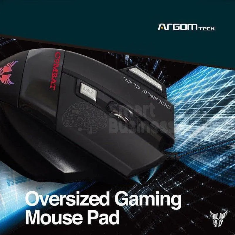 Argomtech Alfombrilla Para Ratón De Juego Argomtech Combat - 444Mm X 350Mm Dimensión - Azul, Negro - Caucho Sintético Superficie, Goma Atrás - Antideslizante - SMART BUSINESS