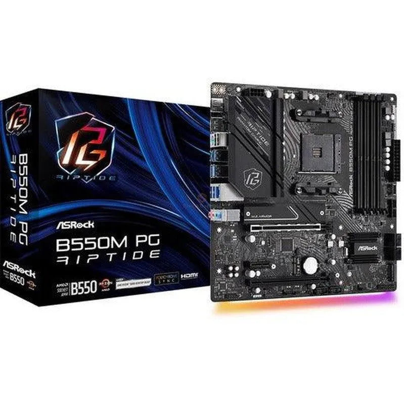 Asrock Placa Base De Computador De Escritorio Asrock B550M Pg Riptide - Amd B550 Conjunto De Circuitos Integrados - Socket Am4 - Micro Atx - 128Gb Ddr4 Sdram - 4 X Memory Slots - Hdmi - Displayport - SMART BUSINESS