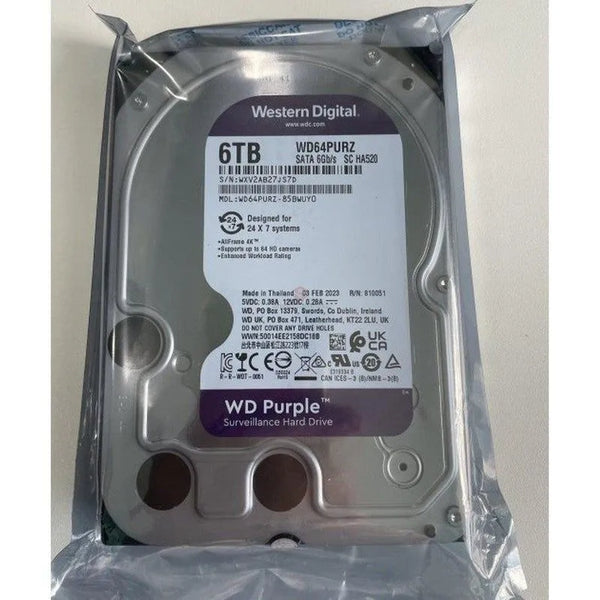 Disco Duro Wester Digital 6Tb (Wd64Purz) Cache 256Mb | 5400 Rpm | 3.5" | Sata 6 | Para Video Vigilancia | Purpura - SMART BUSINESS