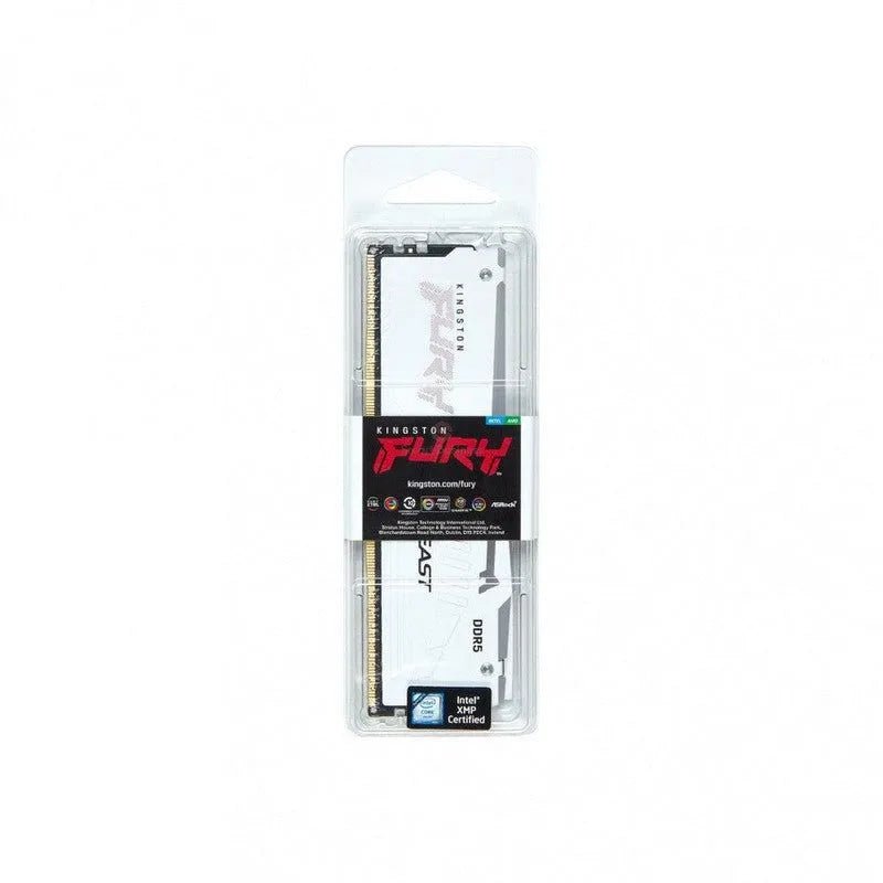 Memoria Ram Kingston Ddr5 16Gb, Frecuencia 5200 Mhz, Fury Beast Blanco Con Iluminacion Led Rgb, Para Pc De Escritorio (Kf552C40Bwa-16) - SMART BUSINESS