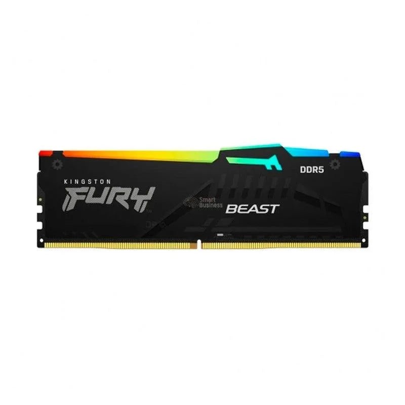 Memoria Ram Kingston Ddr5 16Gb, Frecuencia 5200 Mhz, Fury Beast Negro Con Iluminacion Led Rgb, Para Pc De Escritorio (Kf552C40Bba-16) - SMART BUSINESS