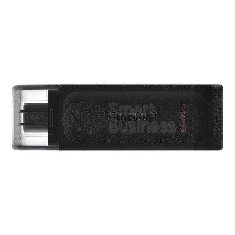 Memoria Usb Kingston 64Gb Datatraveler Dt70, Entrada Usb-C, Dispositivo De Almacenamiento, Color Negro (Dt70/64Gb) - SMART BUSINESS