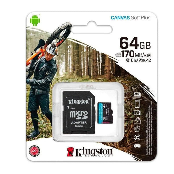 Kingston Microsdxc Kingston Canvas Go! Plus Sdcg3 - 64Gb - Class 10/Uhs-I (U3) - 170Mb/S Leer - 70Mb/S Escribir - SMART BUSINESS