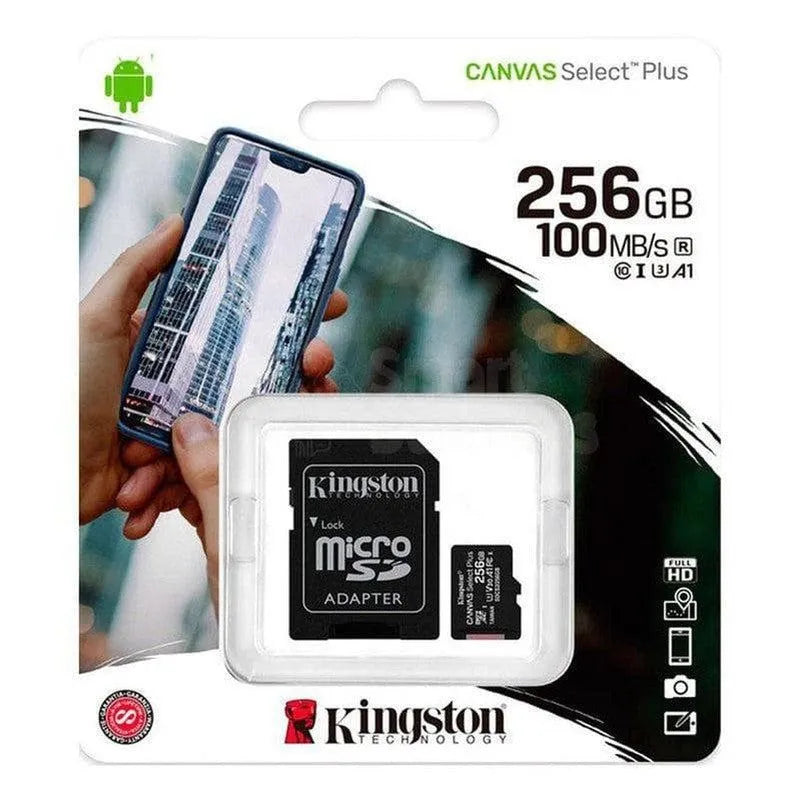 Memoria Micro Sd Kingston 256Gb Canvas C/ Card Adaptador, Tarjeta Sd, Para Pc, Laptop, Dispositivos Moviles, Camaras Fotografica (Sdcs2/256Gb) - SMART BUSINESS