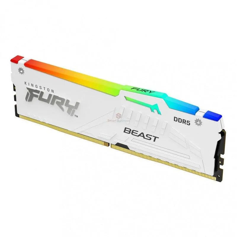 Memoria Ram Kingston Ddr5 16Gb, Frecuencia 5200 Mhz, Fury Beast Blanco Con Iluminacion Led Rgb, Para Pc De Escritorio (Kf552C40Bwa-16) - SMART BUSINESS