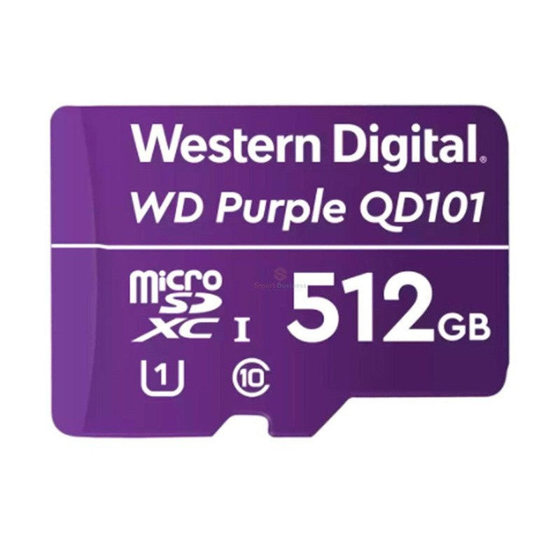 MEMORIA FLASH WD PURPLE 512GB SC QD101 MICROSD, IDEAL PARA CAMARAS DE VIDEOVIGILANCIA. WDD512G1P0C