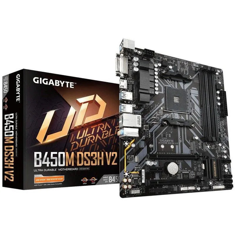 Placa Base Gigabyte B450M Ds3H V2 AM4, Compatible con Procesadores AMD Ryzen, 4 Ranuras DDR4 Hasta 128GB, Micro-ATX - SMART BUSINESS