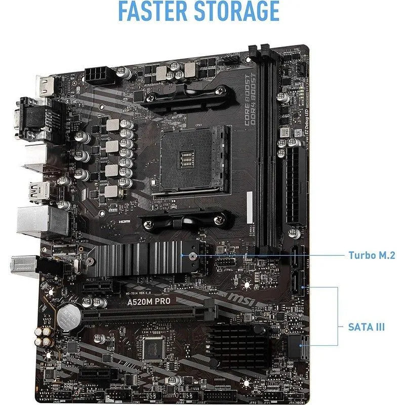 Placa Base MSI A520M-A Pro AM4, DDR4 Hasta 64GB, Velocidad de Bus 4600 MHz - SMART BUSINESS