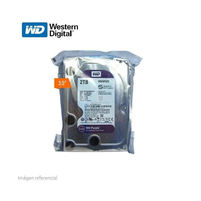 Disco Duro Wester Digital 2Tb Purpura, Cache 64Mb, Velocidad De Rotacion 5400 Rpm, Formato De 3.5", Sata 6, Para Video Vigilancia (Wd23Purz) - SMART BUSINESS
