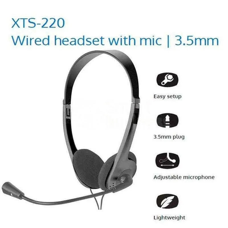 XTECH AURICULAR ESTEREO, DOS ENCHUFES DE 3,5MM PARA MICRÓFONO Y AUDIO (XTS-220) - SMART BUSINESS